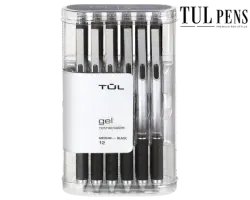 TUL Gel Pens, Retractable, Medium Point, 0.7 mm, Gray Barrel, Black Ink