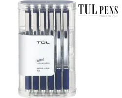 TUL Gel Pens, Retractable, Medium Point, 0.7 mm, Gray Barrel, Blue Ink