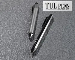 TUL® Fine Writing Solid Metal Barrel Retractable Gel Pen With 2 Refills, Medium Point, 0.7 mm, Gunmetal Gray Barrel, Assorted Ink Colors