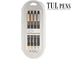 TUL® GL Series Retractable Gel Pens, Mixed Metals, Medium Point, 0.7 mm, Black Barrel, Black Ink